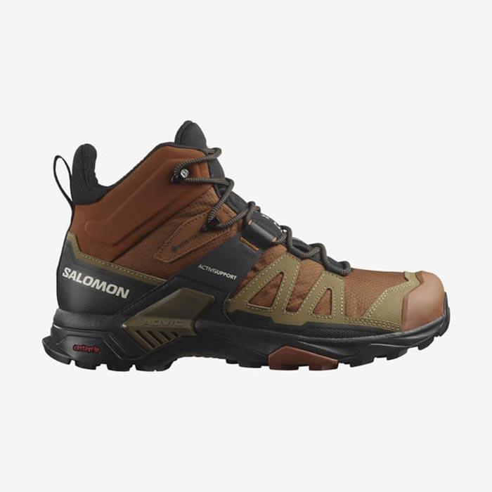 Salomon X Ultra 4 Mid Gtx Caramel Cafe Gothic Olive Black